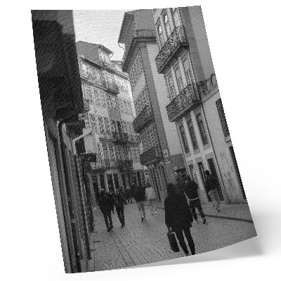 Plakat ścienny Ulica czarno-biała architektura ludzie