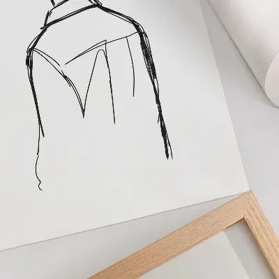 Plakat z teksturą płótna minimalistyczna sylwetka w czarno-białym kontraście