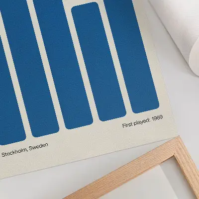 Minimalistyczna grafika z niebieskimi prostokątami plakat z teksturą płótna