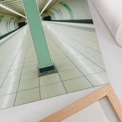 Plakat z teksturą płótna Symetryczna przestrzeń tunel zielona konstrukcja