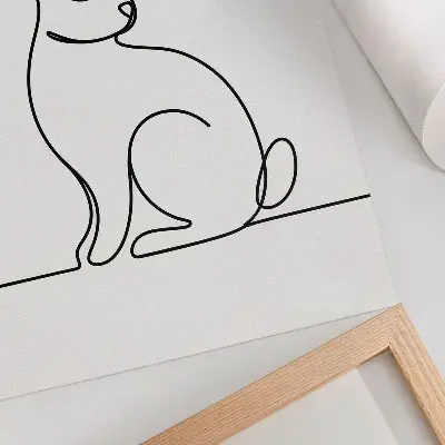 Nowoczesna grafika na płótnie delikatna sylwetka królika nakreślona cienką linią