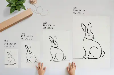 Nowoczesna grafika na płótnie delikatna sylwetka królika nakreślona cienką linią