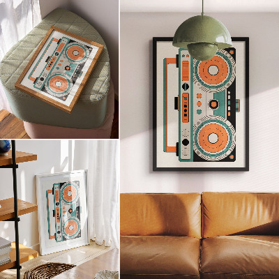 Plakat z teksturą płótna Styl retro z wyrazistymi kształtami i kontrastami