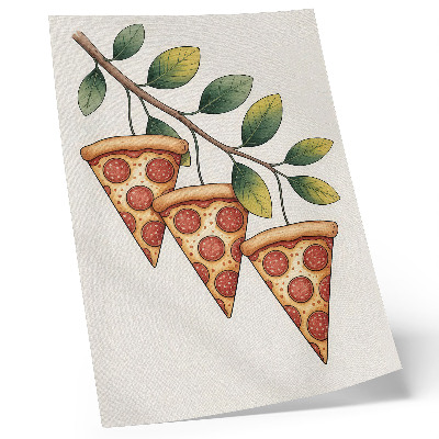 Nowoczesna grafika na płótnie Kawałki pizzy na gałęzi drzewa radosne barwy