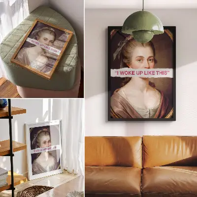 Plakat na płótnie portret kobiety z klasyczną typografią