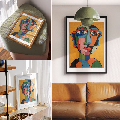 Nowoczesna grafika na płótnie Geometryczny portret żywe kolory nowoczesny styl
