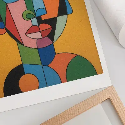 Nowoczesna grafika na płótnie geometryczny portret w żywych kolorach w nowoczesnym stylu