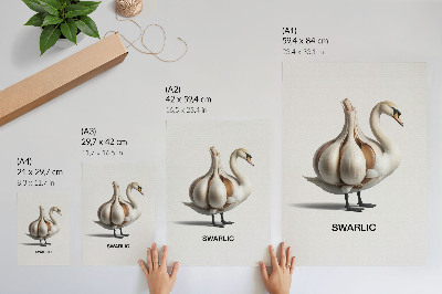 Nowoczesna grafika na płótnie Łabędź połączony z czosnkiem surrealizm