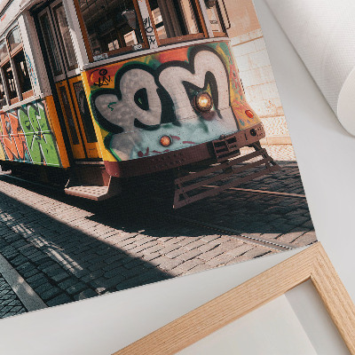 Plakat z teksturą płótna Tramwaj graffity