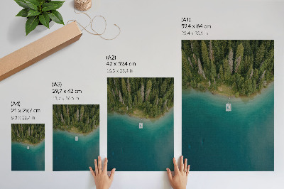 Plakat ścienny Las jezioro pomost zielony niebieski klimat