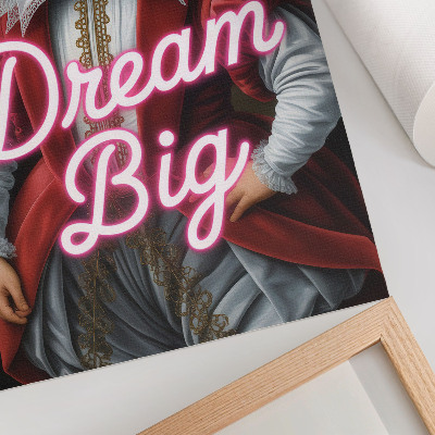 Nowoczesna grafika na płótnie Portret historyczny neonowy napis kontrast nowoczesny