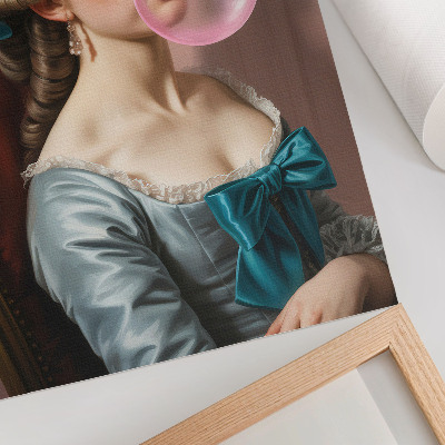 Nowoczesna grafika na płótnie Portret kobiety z gumą balonową styl retro