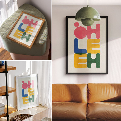 Plakat ścienny Geometryczne litery w żywych kolorach