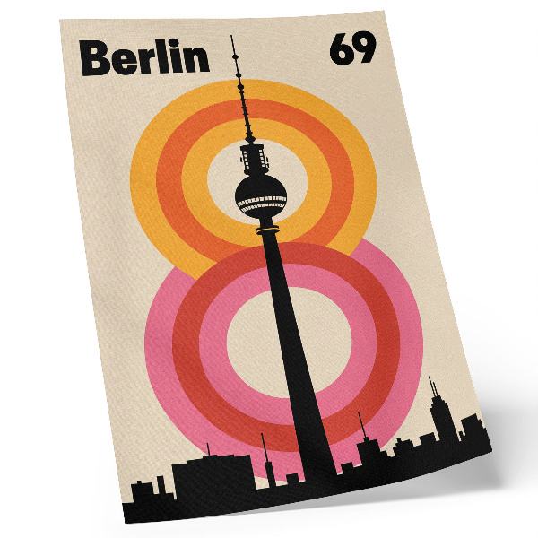 Plakat z teksturą płótna Berlin retro