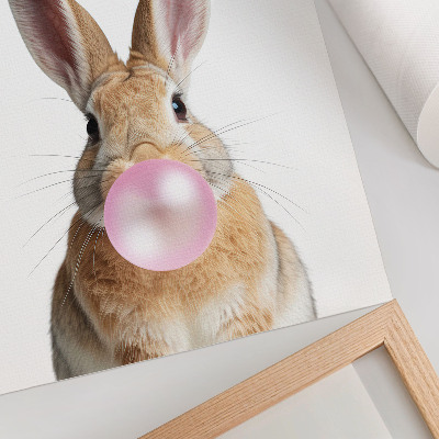 Nowoczesna grafika na płótnie Króliki zwierzęta różowa guma balonowa