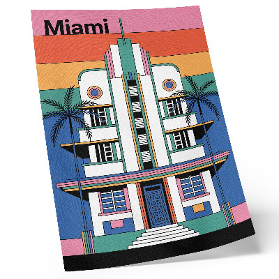 Plakat z teksturą płótna Art deco tropiki kolory palmy energia Miami
