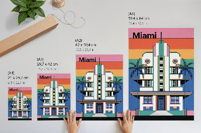 Plakat z teksturą płótna Art deco Miami