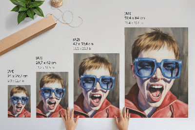 Plakat ścienny Portret osoby w okularach wyraziste kolory emocje