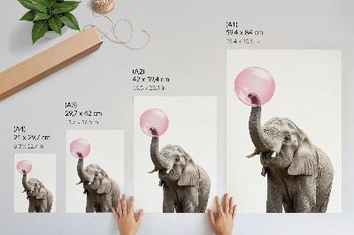 Nowoczesna grafika na płótnie Słoń z gumą balonową