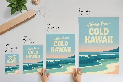 Plakat ścienny z motywem nowoczesnej typografii na tle naturalnego pejzażu plaży