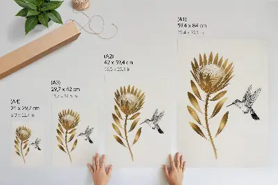 Nowoczesna grafika na płótnie z motywem kolibra i kwiatu