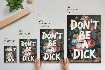 Plakat z teksturą płótna Kolorowe kwiaty z białymi napisami efektownie kontrastują
