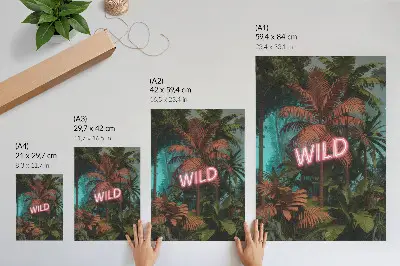 Plakat ścienny tropikalne liście z neonowym napisem świeżość