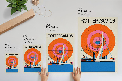 Plakat z teksturą płótna Most Rotterdam