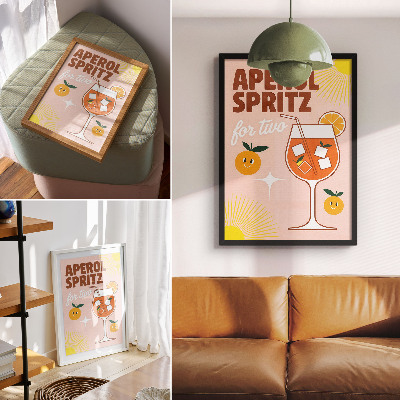 Nowoczesna grafika na płótnie Pomarańczowy żółty uśmiechnięte owoce napis