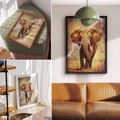 Nowoczesna grafika na płótnie Słoń z błyskawicam