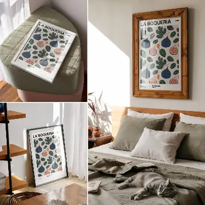 Plakat ścienny figi i liście w naturalnych kolorach