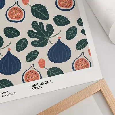 Plakat ścienny figi i liście w naturalnych kolorach