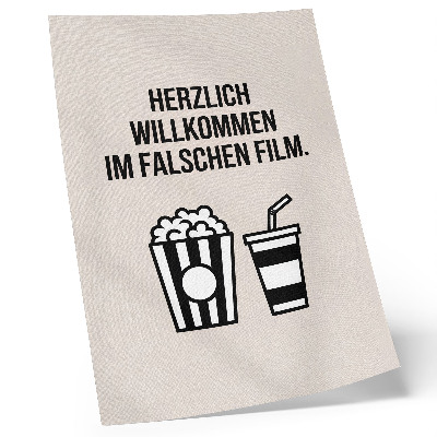 Plakat z teksturą płótna Znaczący tekst ikonografia kino beżowe tło