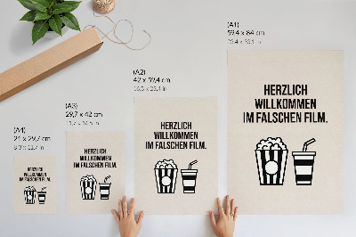 Plakat z teksturą płótna Znaczący tekst ikonografia kino beżowe tło
