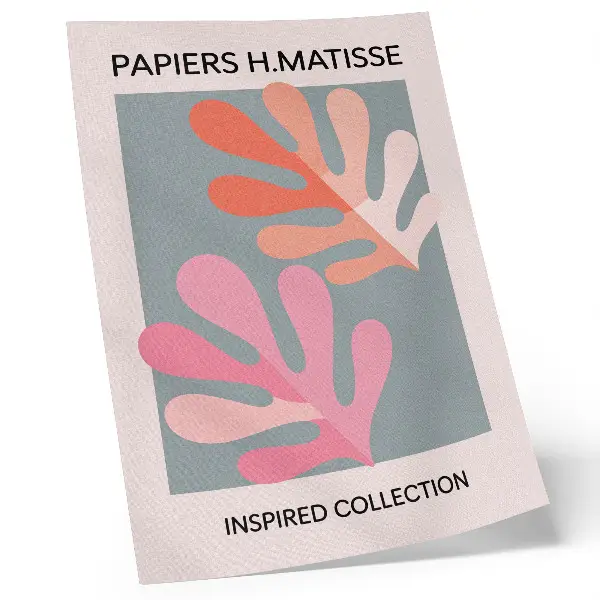 Plakat ścienny geometryczne liście inspirowane twórczością Matisse’a w kolorze