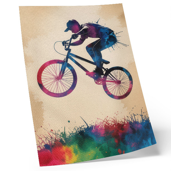 Plakat na płótnie Rowerzysta dynamiczne kolory nowoczesność akcja