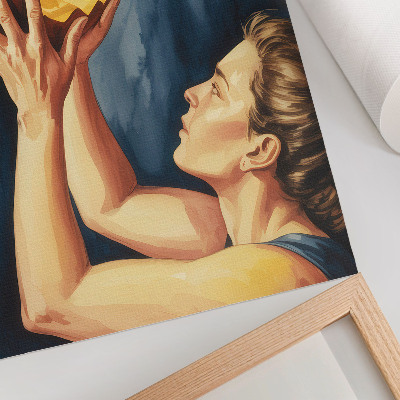 Nowoczesna grafika na płótnie Pomarańczowa dynia ciemnoniebieskie tło surrealizm