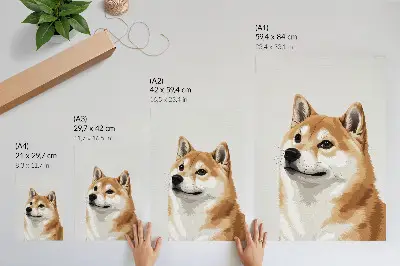Plakat ścienny z minimalistycznym wizerunkiem psa w beżowych i kremowych barwach
