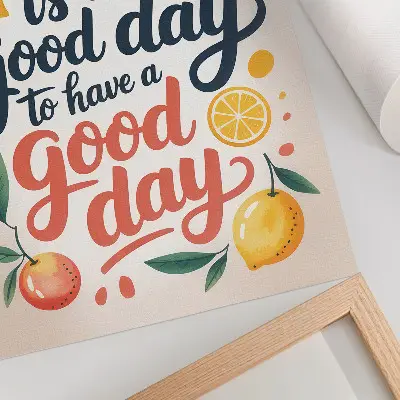 Plakat na płótnie z motywem kolorowych liter i cytrusów w nowoczesnym stylu