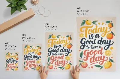 Plakat na płótnie z motywem kolorowych liter i cytrusów w nowoczesnym stylu