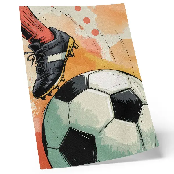 Plakat z teksturą płótna sportowy akcent w pięknych barwach o dynamicznej kompozycji