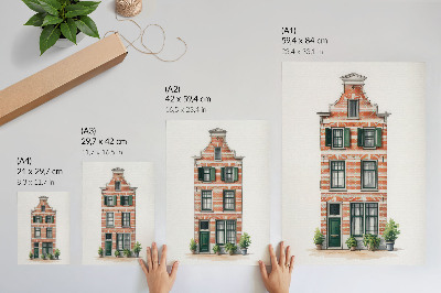Plakat na płótnie Czerwona cegła zielone okna klasyczna architektura