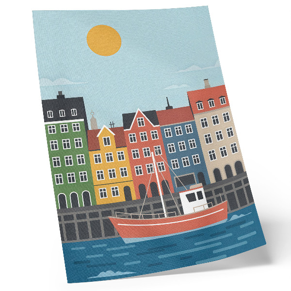 Nowoczesna grafika na płótnie Miasteczko portowe