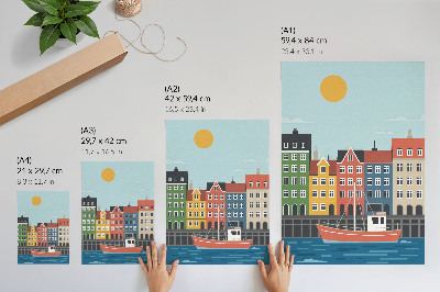 Nowoczesna grafika na płótnie Miasteczko portowe