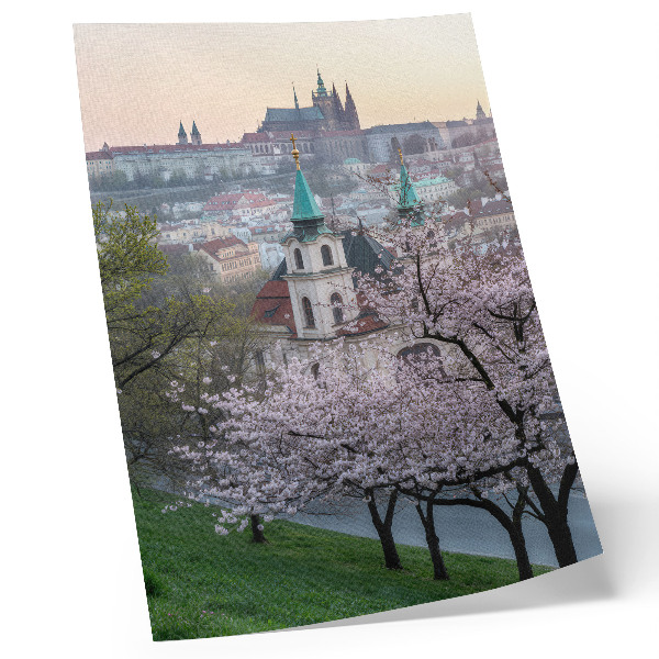 Plakat z teksturą płótna Wiosenne miasto