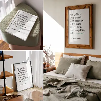 Plakat z teksturą płótna minimalistyczny cytat motywujący o prostocie i inspiracji