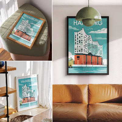 Plakat ścienny Nowoczesna architektura kolor niebieski i chmury