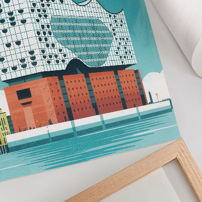 Plakat ścienny Nowoczesna architektura kolor niebieski i chmury