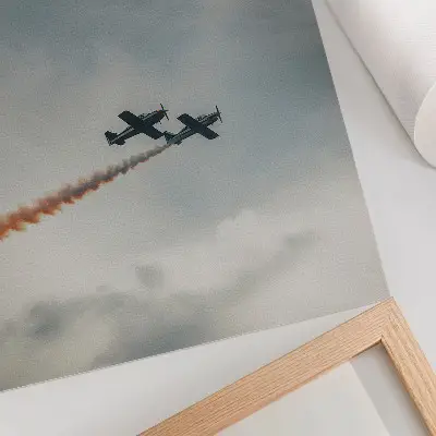 Nowoczesna grafika na płótnie dwa samoloty na niebie w stylu minimalistycznym
