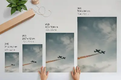 Nowoczesna grafika na płótnie dwa samoloty na niebie w stylu minimalistycznym